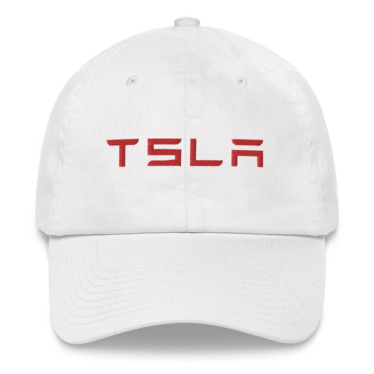 $TSLA Embroidered Hat (White/Red)