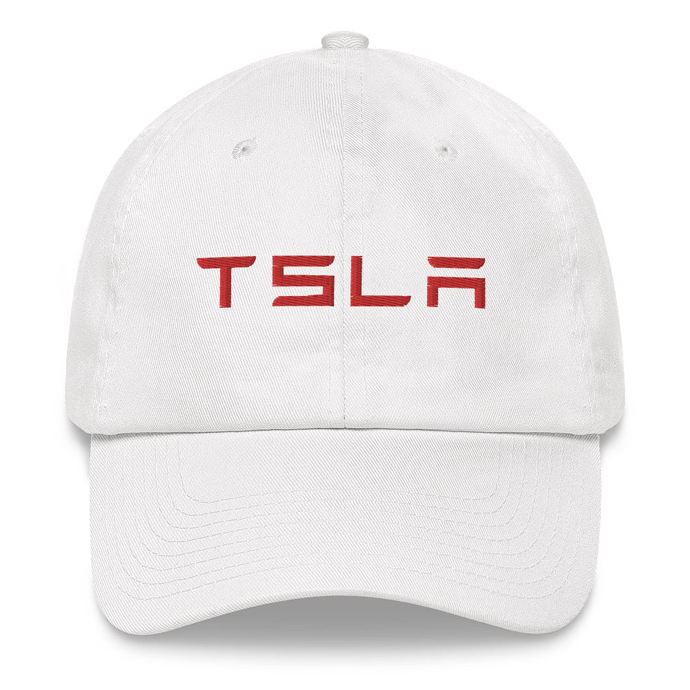 $TSLA Embroidered Hat (White/Red)
